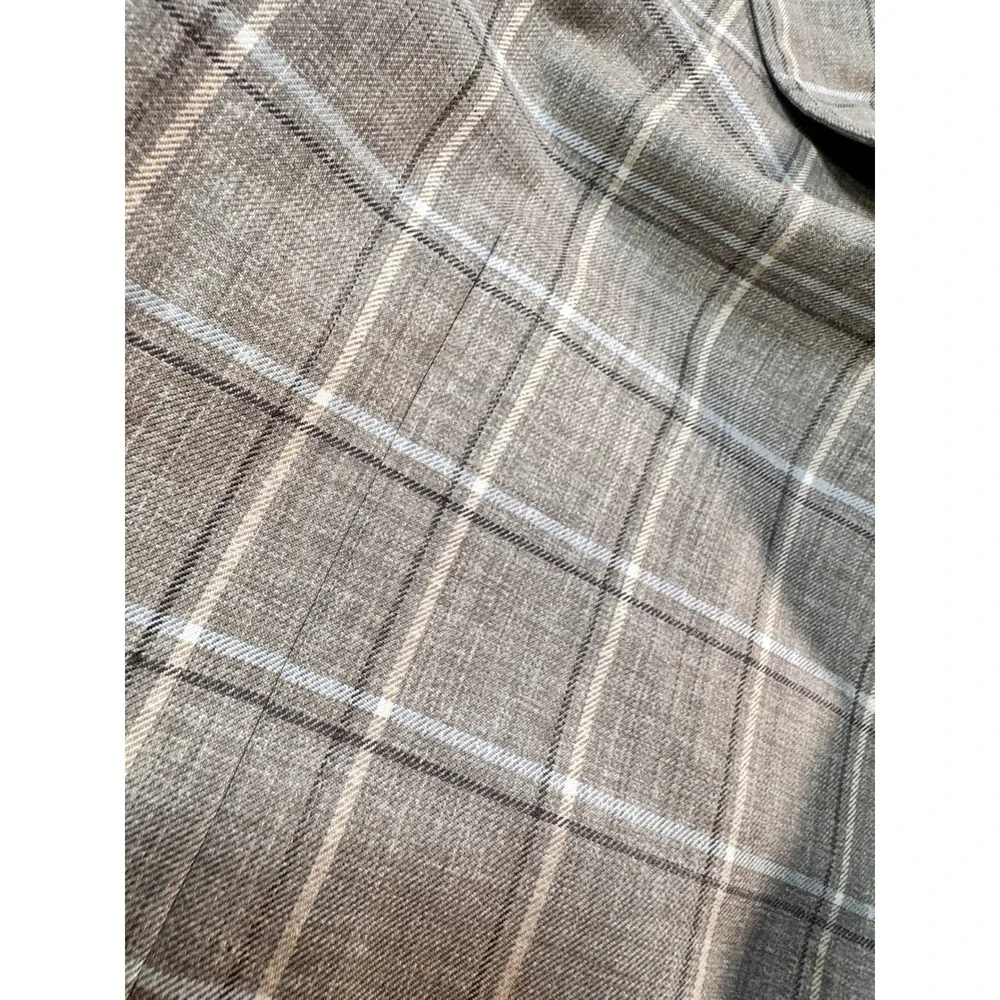 Vintage Made in USA Plaid Sport Coat Brown Tan Windowpane Blazer Men 2 Button